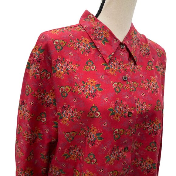 Woolrich Womens XL Burgundy Floral button up - Picture 1 of 4